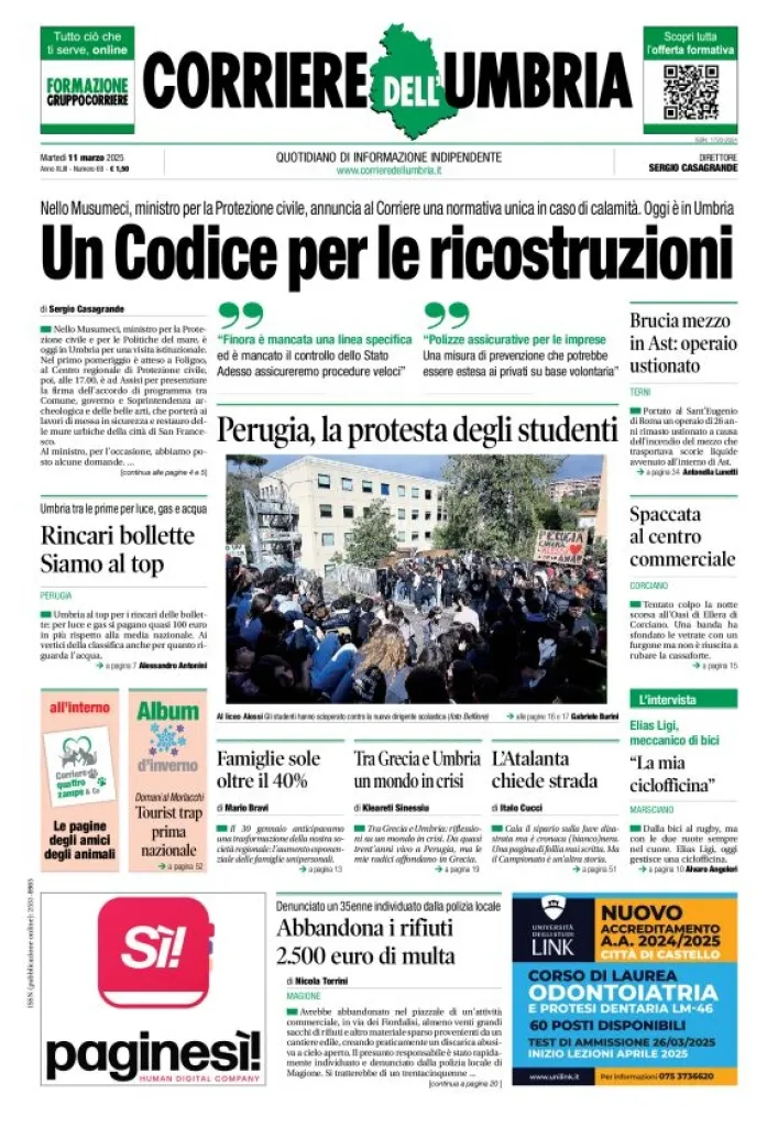 Prima-pagina-corriere umbria-del-2025-03-11